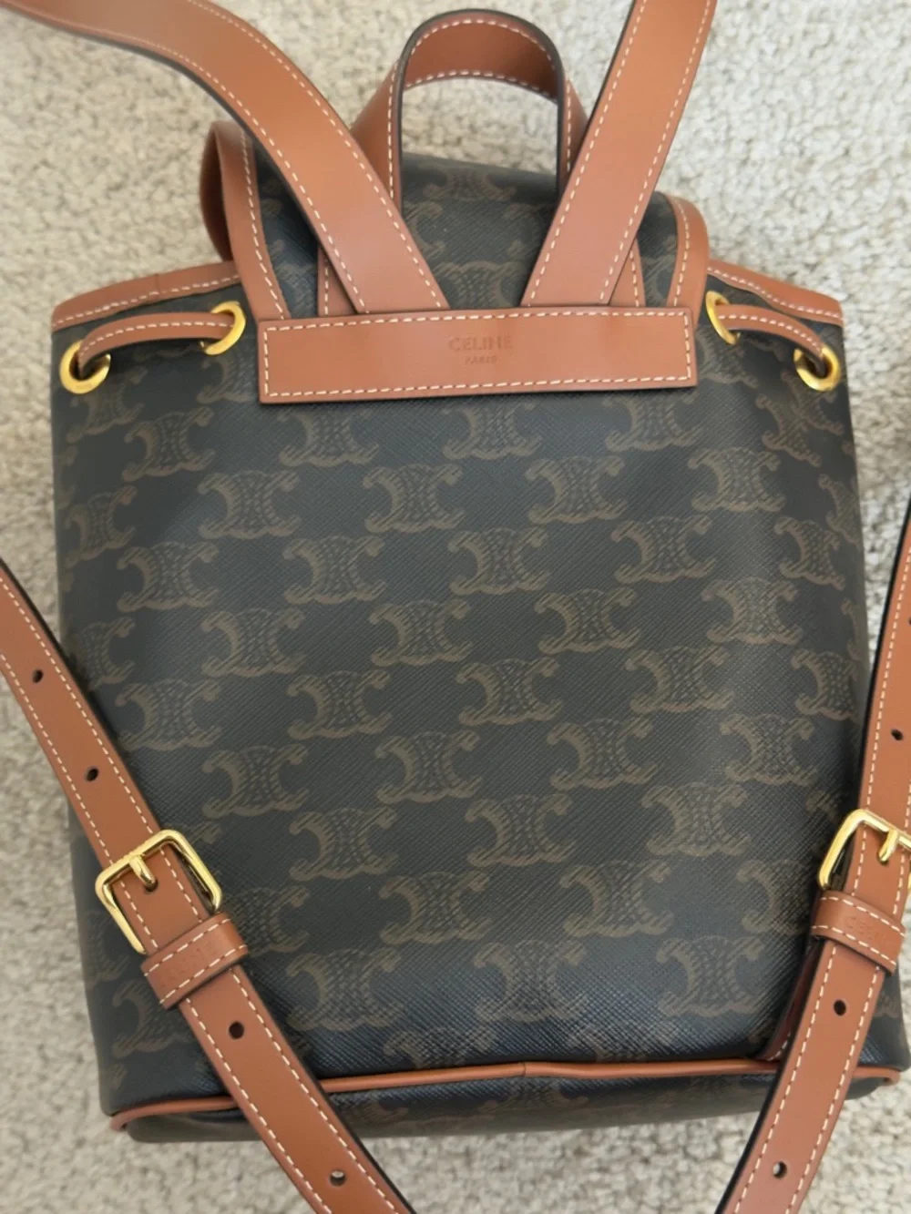 Celine Folco Backpack Triomphe Coated Canvas Mini - Picture 6 of 9